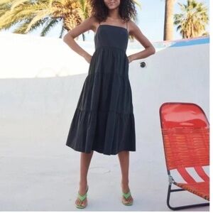 Rails Leni Tiered Organic Cotton
Sundress in Black SizeL. Midi Dress. Beachvibes